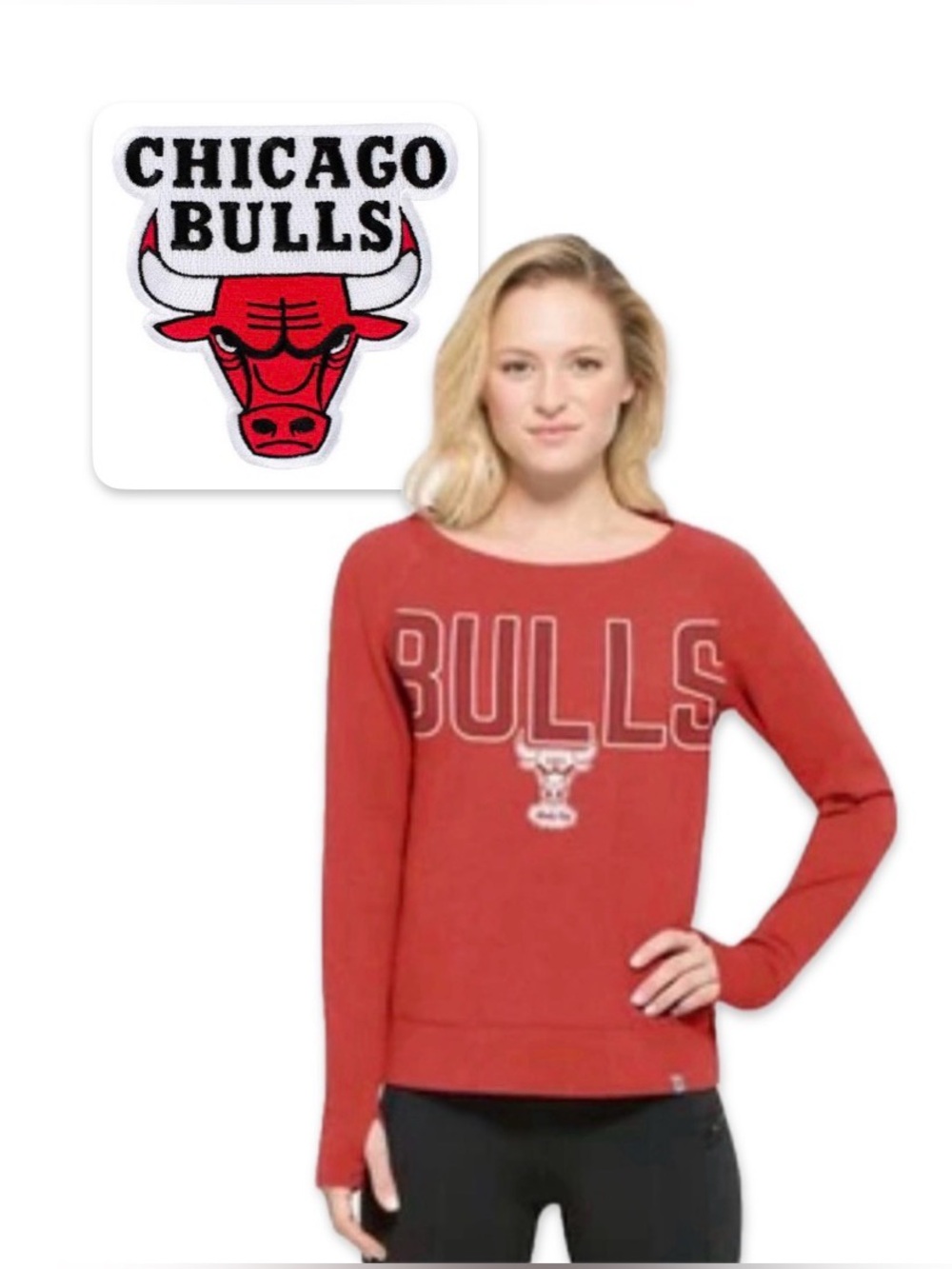 NWT [47 Brand] Chicago Bulls NBA Windy City Sweatshirt w/ Thumb Holes Women’s XL